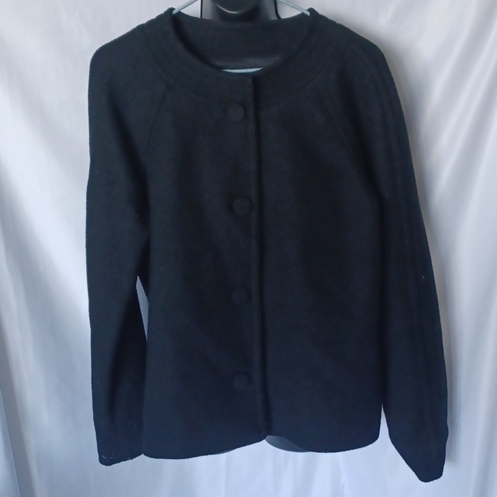Pendleton Black Merino Boiled Wool Short Jacket Petites Size Medium Button Front
